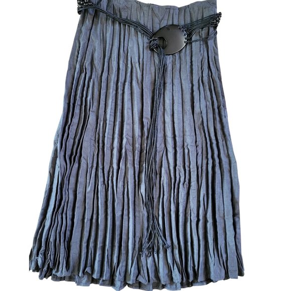 Tribal Dresses & Skirts - Crinkle TRIBAL Skirt Charcoal Gray Macramé Belt Sz 6
